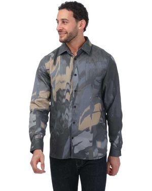 Ted Baker Mordun Long Sleeve Abstract Butterfly Print Shirt - Blue