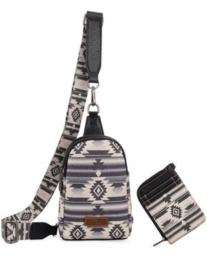 Wrangler Aztec Crossbody Sling Bags for Wallet Set - Schwarz