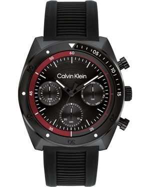 Calvin Klein Orologio Analogico Multifunzione al Quarzo da Uomo Collezione CK FLEX con Cinturino in Silicone Nero - 25200467,