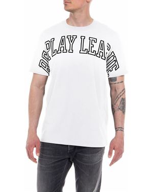 Replay T-Shirt Uomo ica Corta con Scritta - Bianco