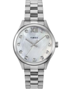 Timex Silver-tone Bracelet Mother Of Pearl Dial Silver-tone - Metallic