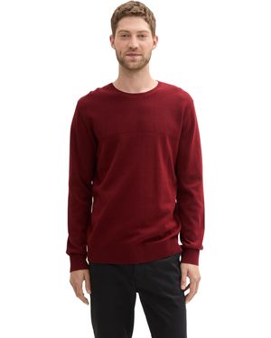 Tom Tailor 1043259 Basic Strickpullover mit Rundhalsausschnitt - Rot