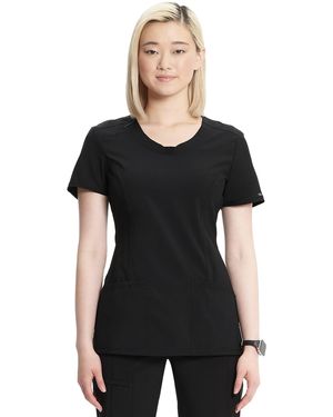 CHEROKEE Plus Size Infinity Crew Neck Scrubs Shirt - Black