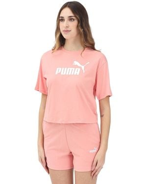 PUMA T-Shirt a ica Corta Rosa da Donna con Logo Ess N.1 XL