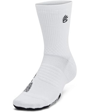 Under Armour S Curry Armourdry Playmaker Mid Crew Socks White/black L