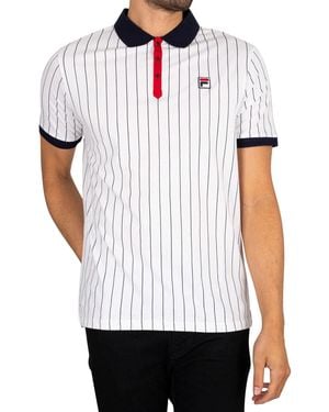 Fila , Polo da tennis da uomo White Line BB1, stile vintage, colore: bianco a righe bianco L