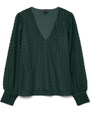 Vero Moda Vmbecca Ls V-Neck Lace Top JRS Noos - Grün