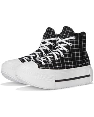 Converse Chuck Taylor All Star Lift Double Stack Platform Plaid Sneaker für Erwachsene - Schwarz