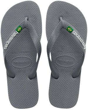 Havaianas , Adults, Brasil Logo, Flip Flop, Steel Grey/steel Grey, 3/4 Uk - Black