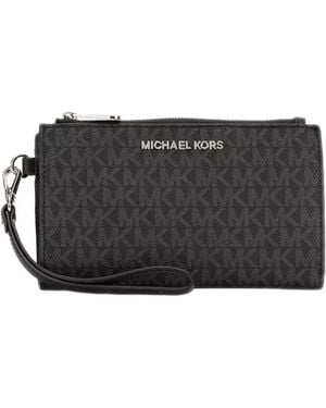 Michael Kors Michael Jet Set Travel Leather Double Zip Wristlet - Black