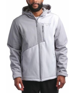 Reebok Weather Resistant Fleece Lined Softshell Jacket Coat - Lightweight Casual Coat For - Grey