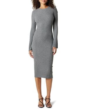 The Drop Robe Pull Côtelée À ches Cloche Fernanda Sweater - Gris