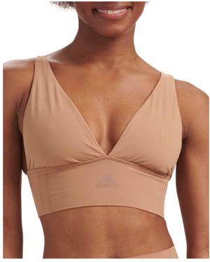 adidas Smicro-stretch Lounge Bra—seamless Comfort & Supporttoasted Almondlarge - Natural