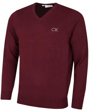 Calvin Klein Maglione da golf da uomo 2022 con scollo a V - Rosso