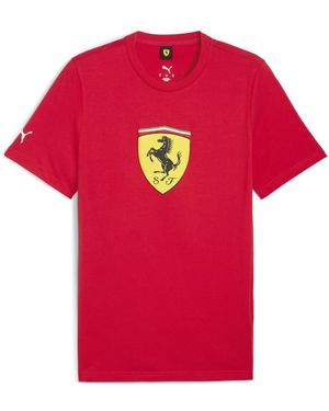 PUMA Mens Scuderia Ferrari Sportswear Coloured Shield Tee Casual Tops Casual - Red