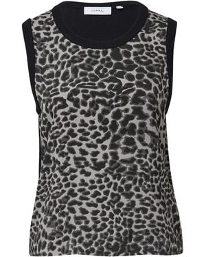 Comma, Strick-Top im Materialmix mit Leo-Print schwarz 34