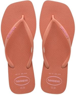 Havaianas Slim Square Logo Pop Up Square Toe Flip Flop - Weiß