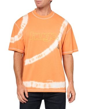 HUGO Tye Dye Big Logo Cotton T-shirt - Orange