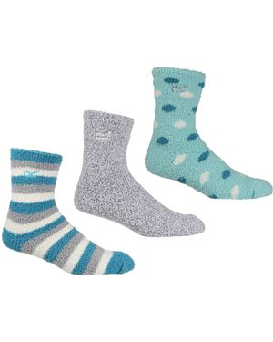 Regatta S 3 Pair Cosy Lounge Socks 6-8 Niagara Blue