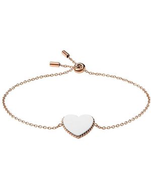 Fossil JF03644998 Bracelet Coeur Acier Inoxydable Bicolore Rose 21,5 cm - Métallisé
