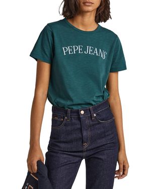 Pepe Jeans Vio, Maglietta Donna, Verde