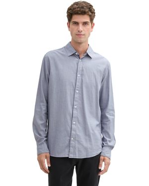 Tom Tailor Fitted Hemd aus Baumwolle - Blau
