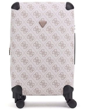 Guess Trolley 22 In 8-wheeler Dark Taupe Logo Crème 64cm - Wit