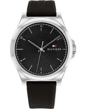 Tommy Hilfiger Reloj Analógico de Cuarzo para hombre con Correa en silicona y en piel - Negro