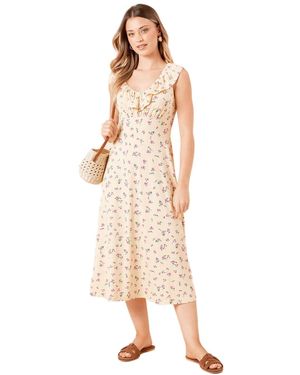 Dorothy Perkins Yellow Ditsy Frill Neck Empire Midi Dress