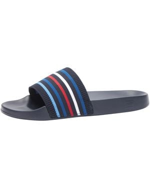 Tommy Hilfiger Claquettes Global Stripes Pool Slide Sandales de Bain - Bleu