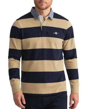 GANT Reg Chambray Stripe Heavy Rugger Polo Shirt - Blue