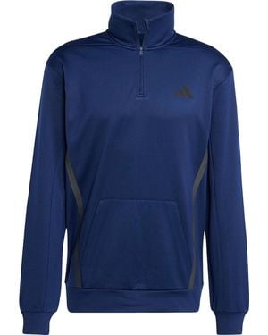 adidas S Gg 1/4 Zip Crew Neck Sweatshirt - Blue