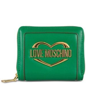 Love Moschino Reißverschlussbrieftasche mit kartenhaltern,kompakte reißverschluss-geldbörse mit kartenfächern - Grün