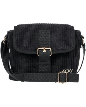 Roxy Feeling Good Stylish Soft Compact Corduroy Crossbody Bag With Adjustable Straps - Black
