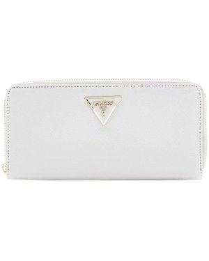 Guess Laurel Slg Large Zip Around Wallet L Lavender Grey - White