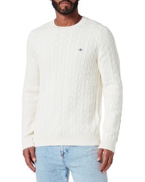 GANT Cotton Cable C-Neck Maglione - Bianco