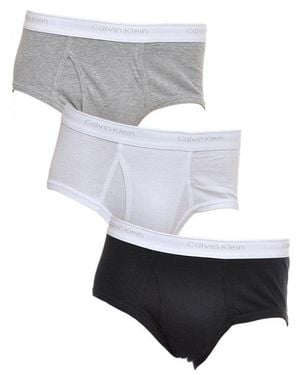 Calvin Klein Pack-3 Slips With Breathable Fabric And Front Opening U1000a For Men - White