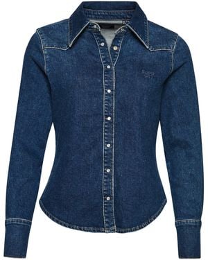 Superdry Camisa Vaquera Sweat-Shirt À Capuche Sport - Bleu