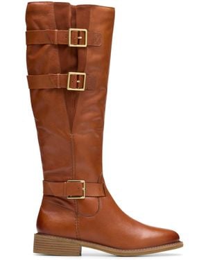 Clarks Cologne Up Knee High Boot Leather Boots In Size 7 - Brown