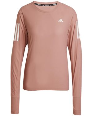 adidas Own The Run Long Cuff Sleeve Tee - Roze