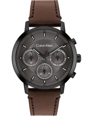 Calvin Klein Orologio Uomo 25200498 Gauge - Quarzo, Cassa in Acciaio Inossidabile 42 mm, Quadrante con Data e 24h, Cinturino in - Nero