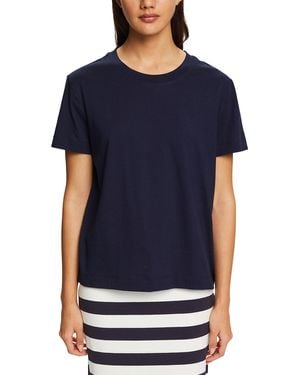 Esprit Baumwoll-T-Shirt mit Rundhalsausschnitt (1-tlg) - Blau