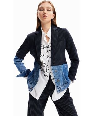 Desigual Hybrid Denim Blazer - Blue