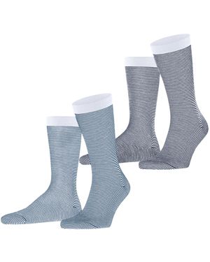 Esprit Allover Stripe Multipack M So Cotton Patterned 2 Pairs Socks - Blue