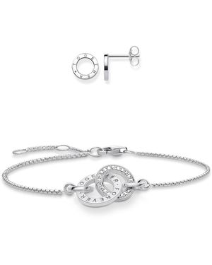 Thomas Sabo Sabo Schmuck Set Armband Ohrstecker 925 Sterlingsilber SET0601-051-14-L19,5v - Weiß