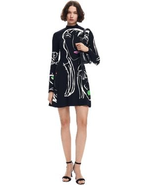 Desigual Knit Dress Long Sleeve - Nero