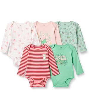 Amazon Essentials Disney Lot de 5 bodies à manches longues Winnie l'ourson Forêt 0-3 mois - Rouge