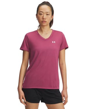 Under Armour Tech Short Sleeve V Neck, - Purple
