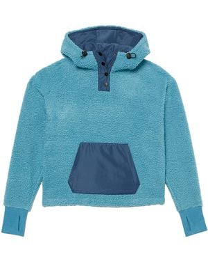 Amazon Essentials Teddy Fleece Quarter Button Hooded Jacket - Blue