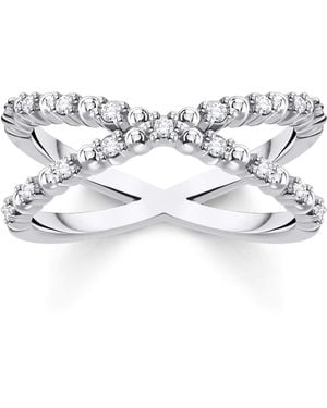Thomas Sabo Anello da donna a pois con pietre bianche in argento Sterling 925 TR2318-051-14 - Multicolore